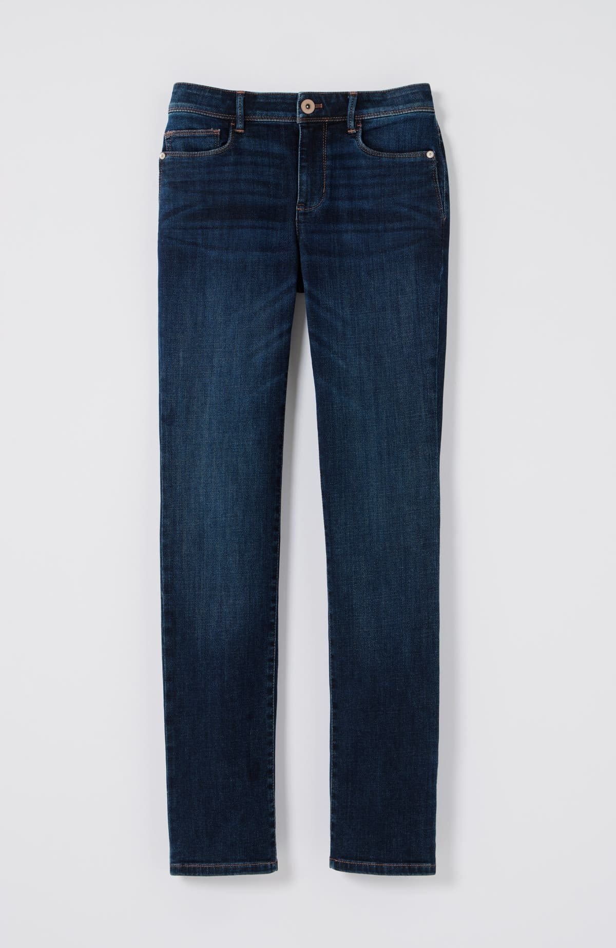 J.Jill Authentic Fit slim leg jeans in indigo with a mid rise and ankle length hem