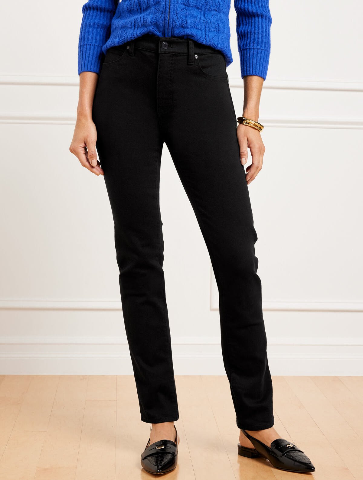 Talbots straight leg jeans in black in petite, misses, long, and plus lengths